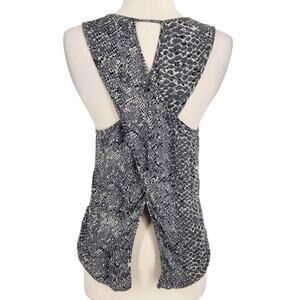 Parker Silk Cross Back Beaded Snake Print Tank Small